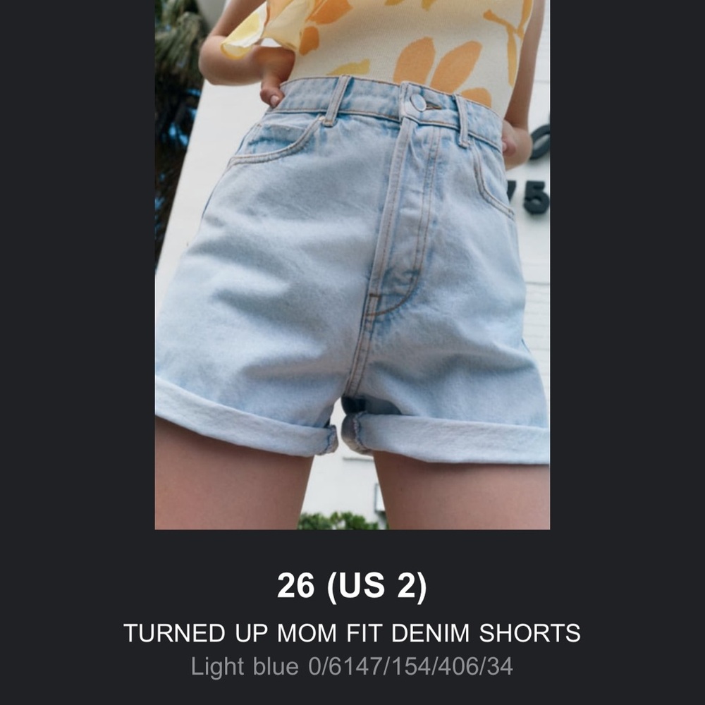 Zara NWT Size 26 (US 2) Turned Up Mom Fit Denim Shorts
